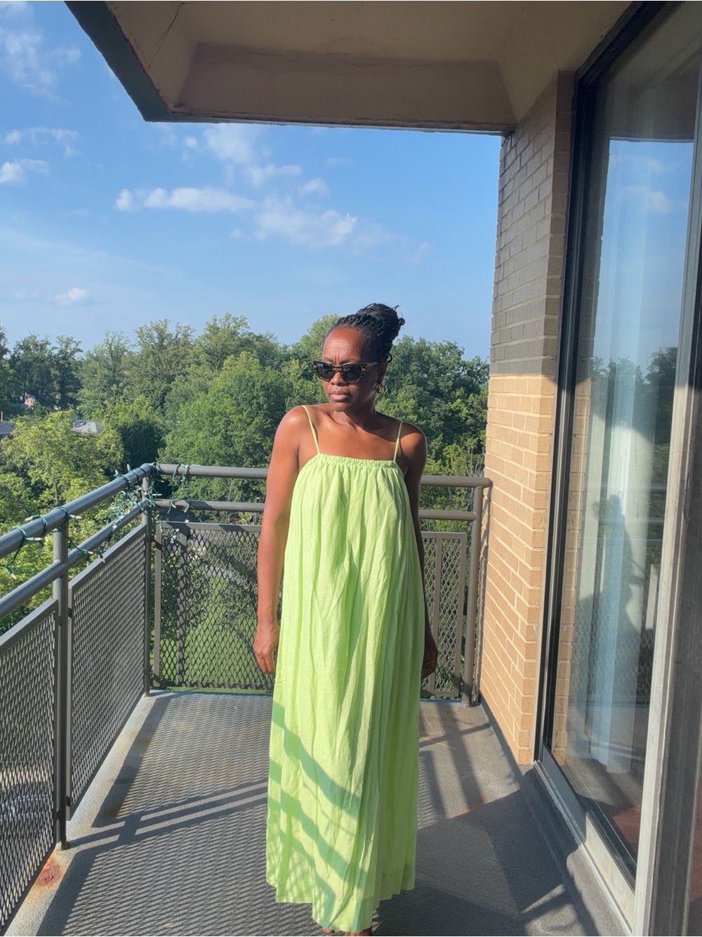 H&M Lime Green Linen Blend Maxi Sundress Size S